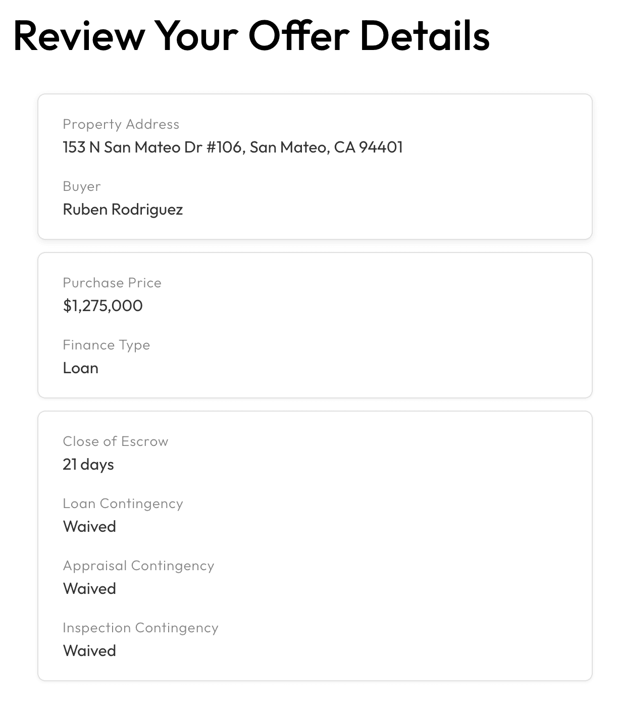 Offer Writing